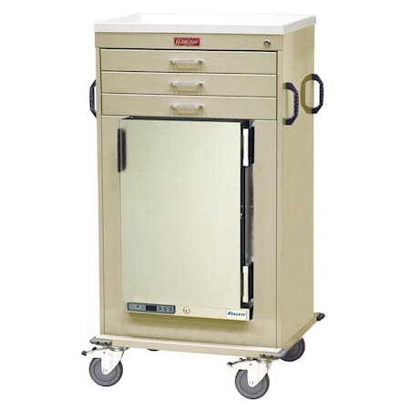 Harloff MH Cart with 1.8 Cubic Feet Medical Grade Refrigerator, Three Drawers, Key Lock MH4300K